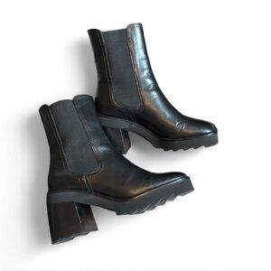 The Kooples Black Leather Chelsea Lug Ankle Boots NWT